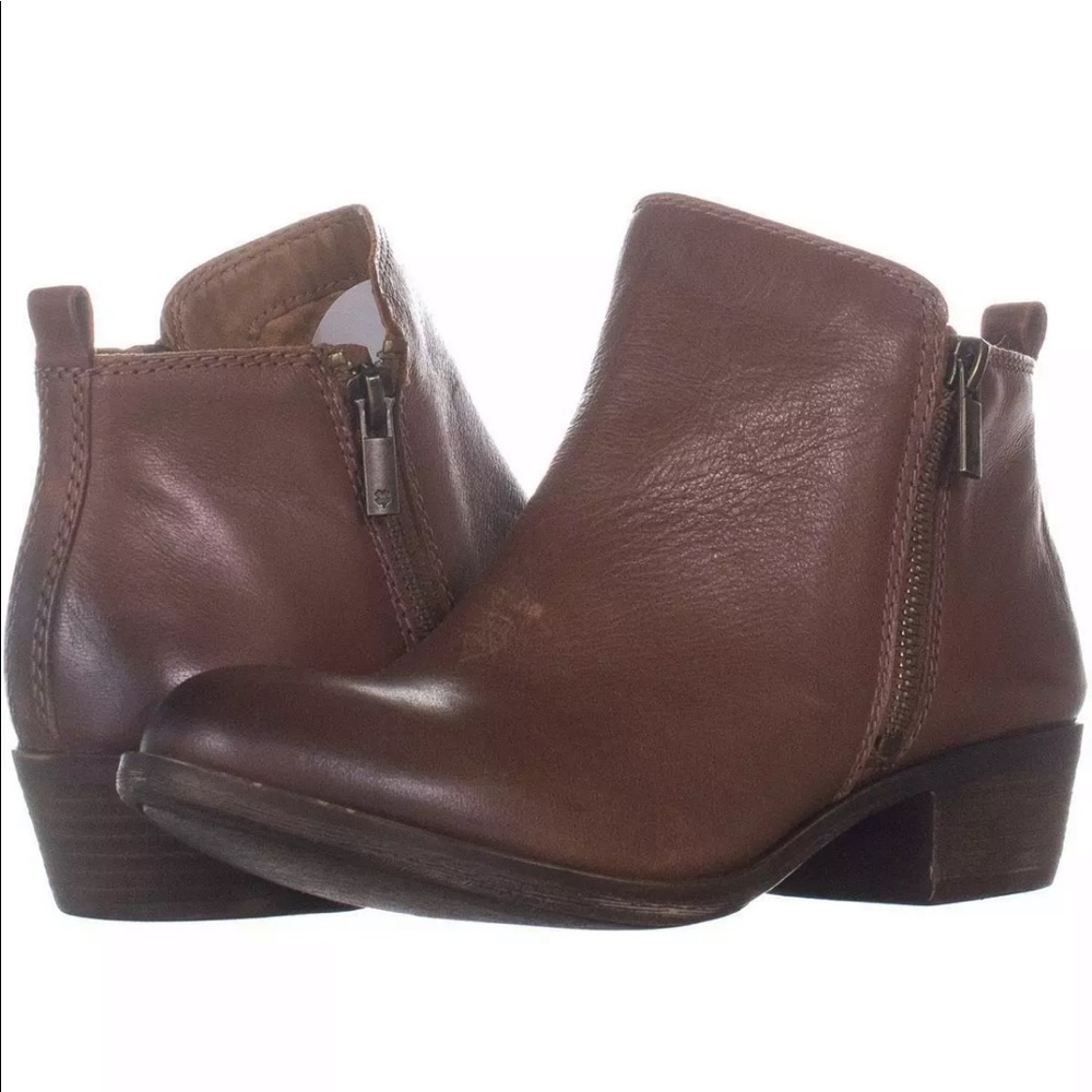 Lucky brand leather brown booties 7.5 wide